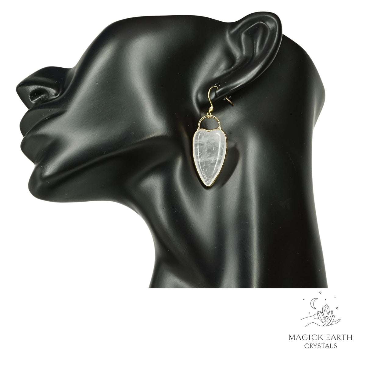 Clear Quartz Charmed Heart Earrings for Amplified Insight