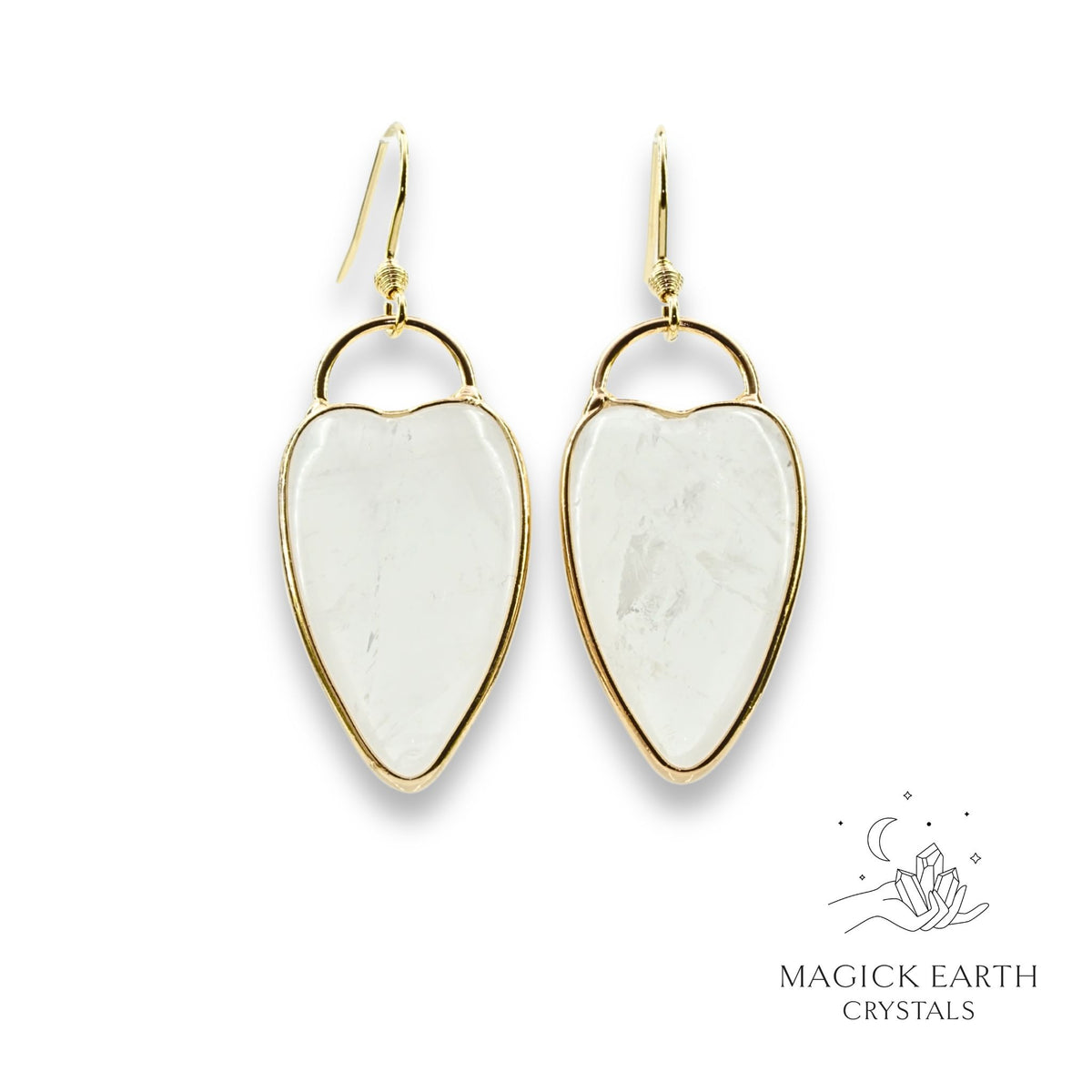 Clear Quartz Charmed Heart Earrings for Amplified Insight