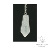 Natural Clear Quartz crystal bullet pendulum view b