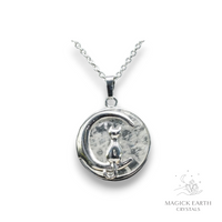 Natural Clear Quartz crystal cat pendant view a