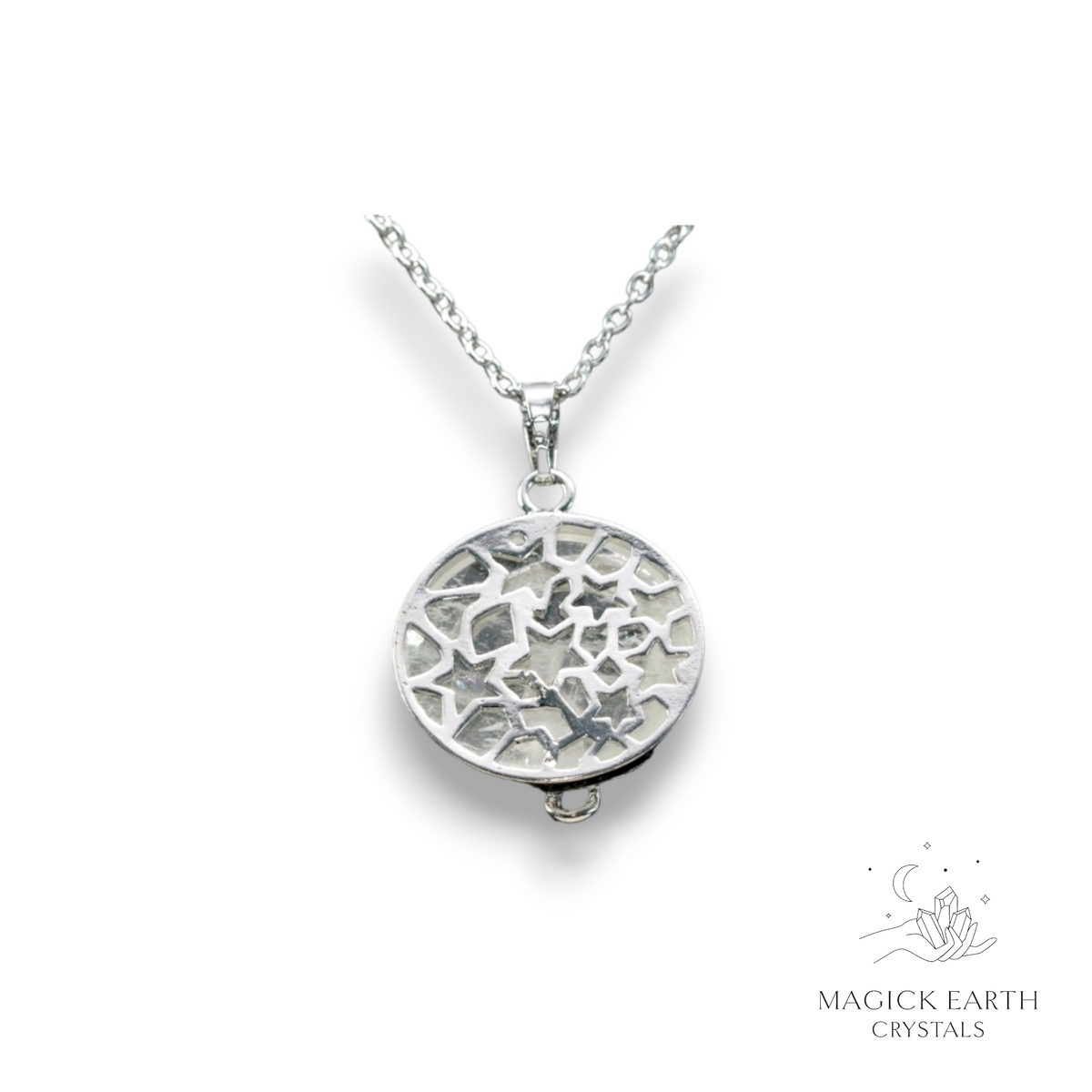 Natural Clear Quartz crystal cat pendant view b