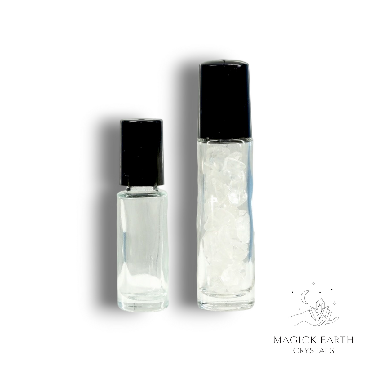 Natural Clear Quartz crystal chip roller bottle view a