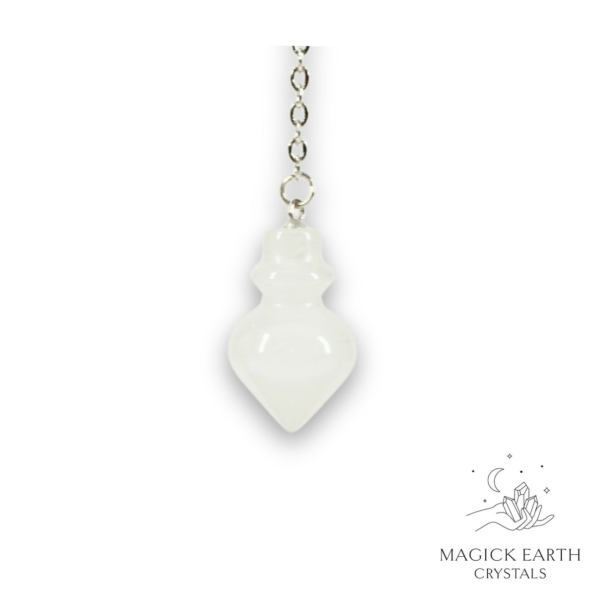 Natural Clear Quartz crystal flask pendulum view b