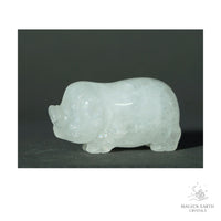 Natural Clear Quartz crystal pig figurine view b
