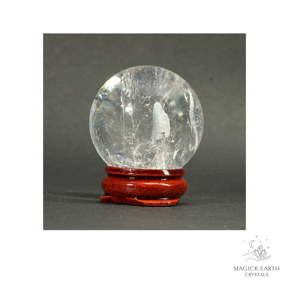Natural Clear Quartz Crystal sphere 38mm view a