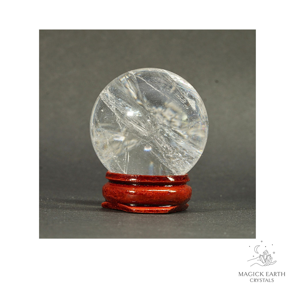 Natural Clear Quartz Crystal sphere 38mm view b