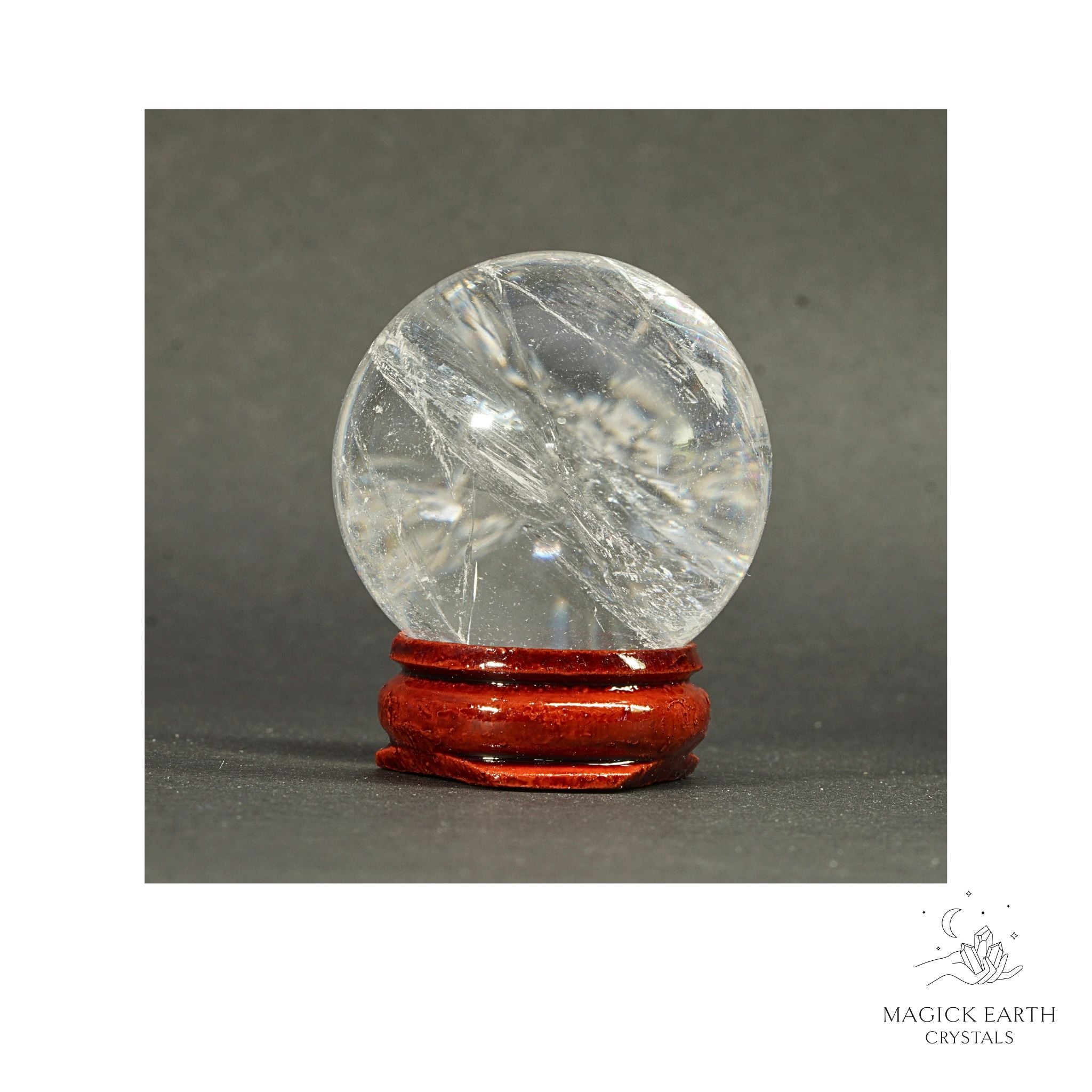 Natural Clear Quartz Crystal sphere 38mm view b