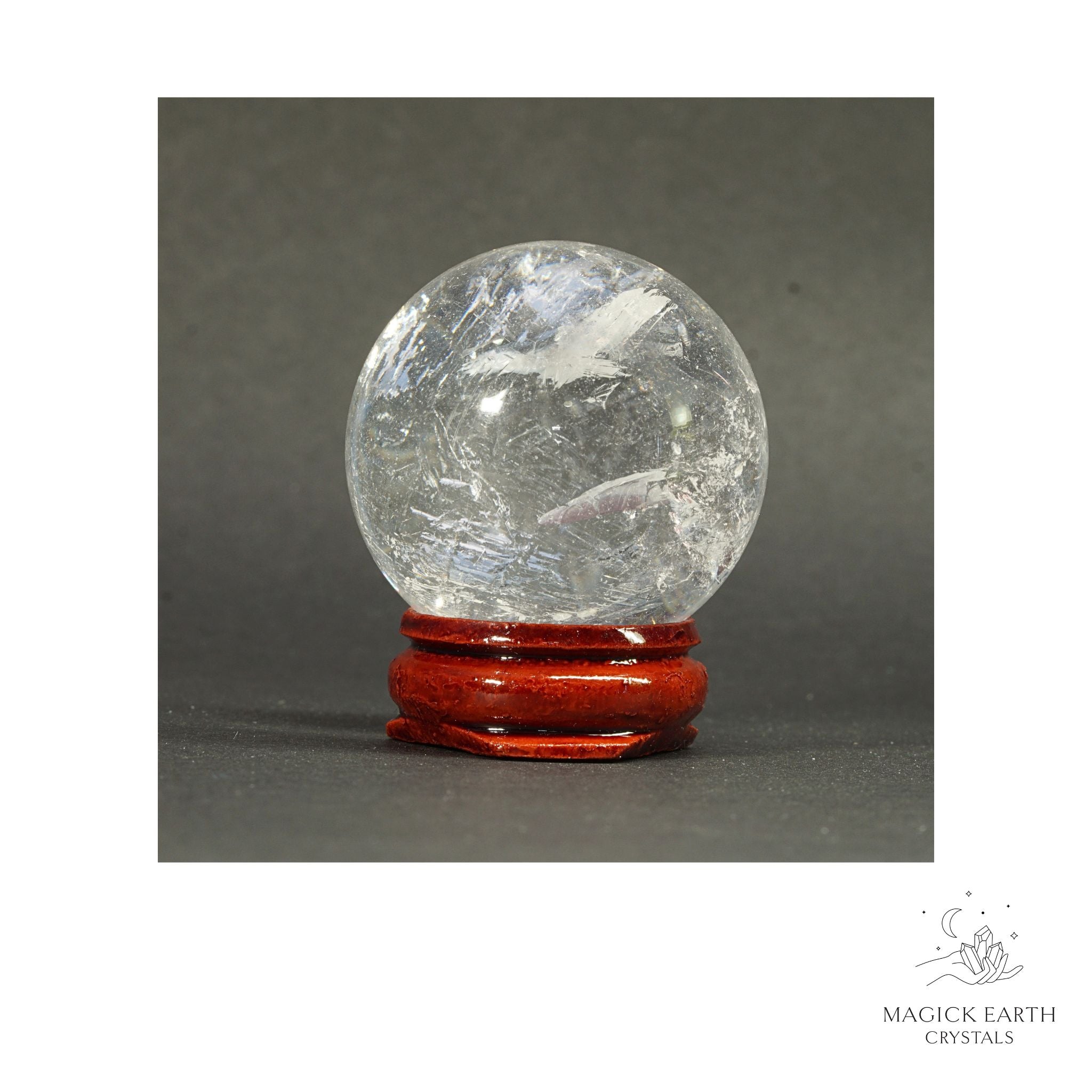 Natural Clear Quartz Crystal sphere 38mm view c