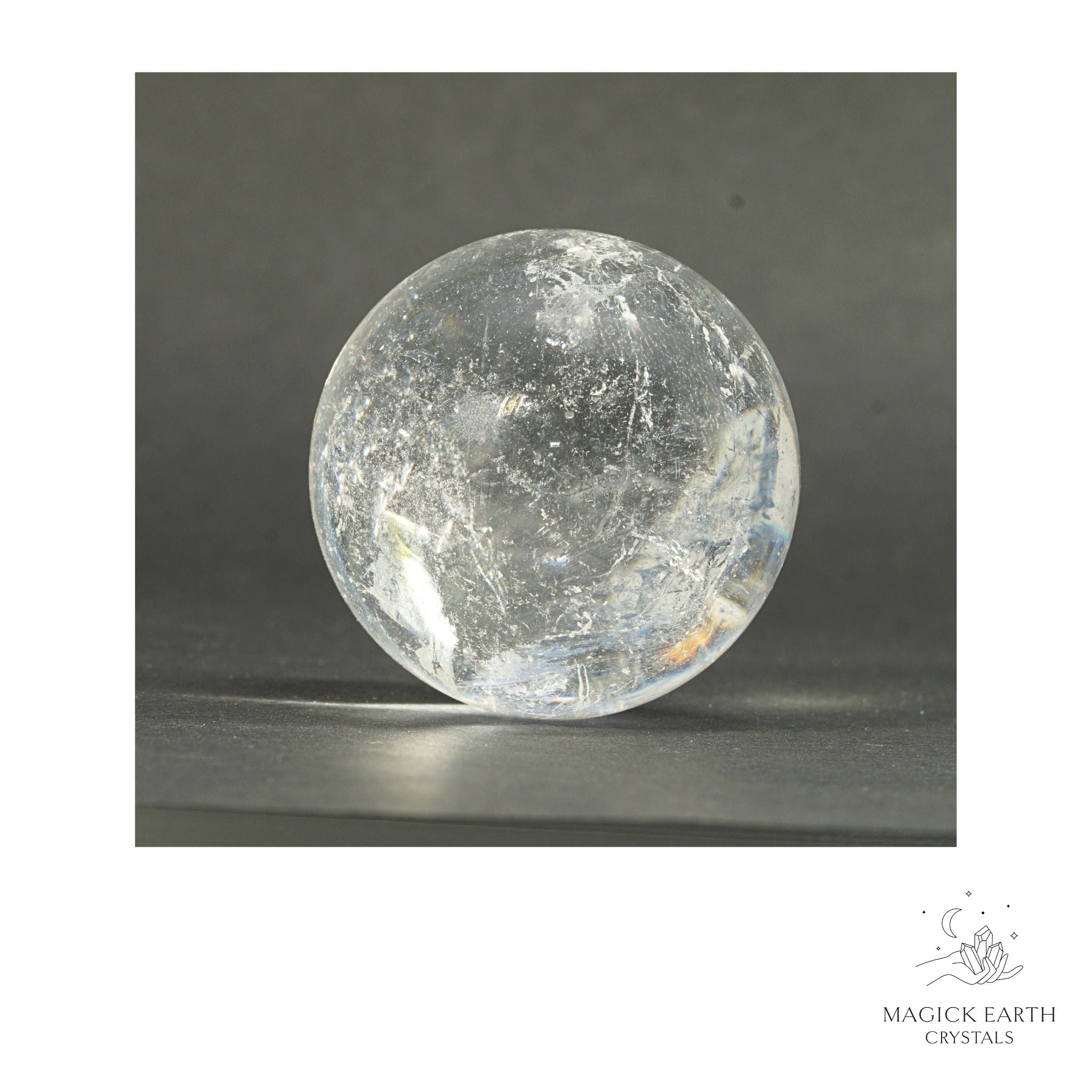 Natural Clear Quartz Crystal sphere 38mm view d