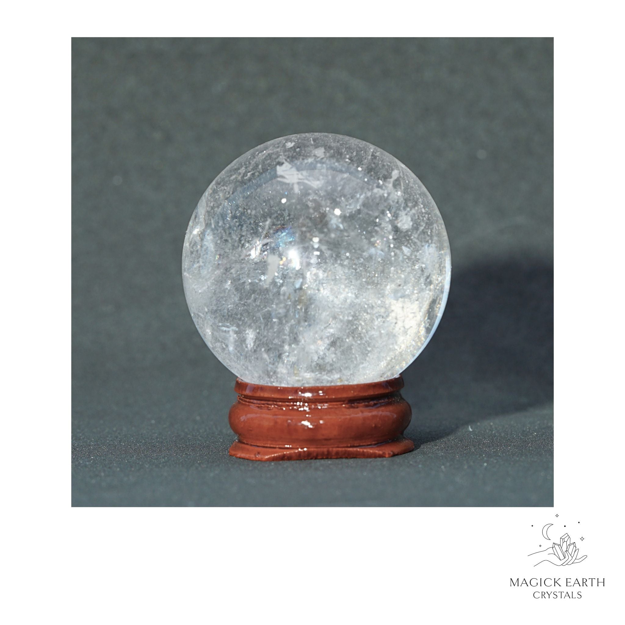 Natural Clear Quartz crystal sphere 41mm view a
