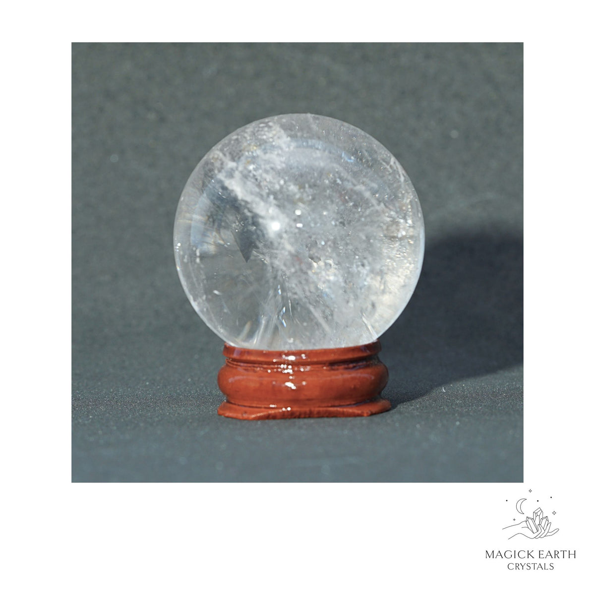 Natural Clear Quartz crystal sphere 41mm view b