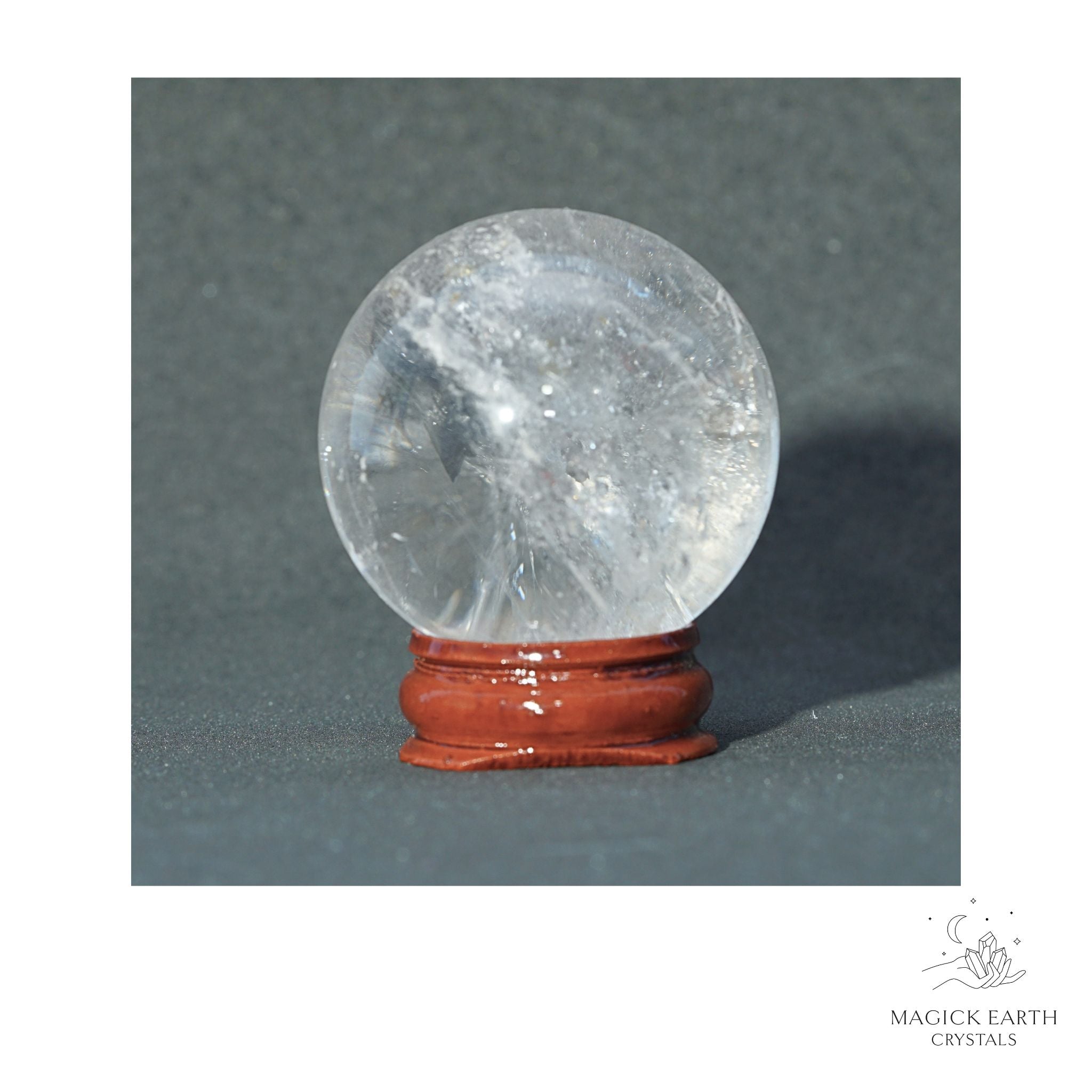 Natural Clear Quartz crystal sphere 41mm view b