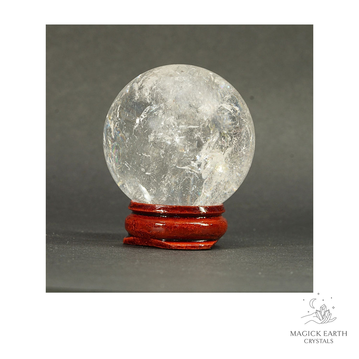 Natural Clear Quartz Crystal sphere 43mm view a