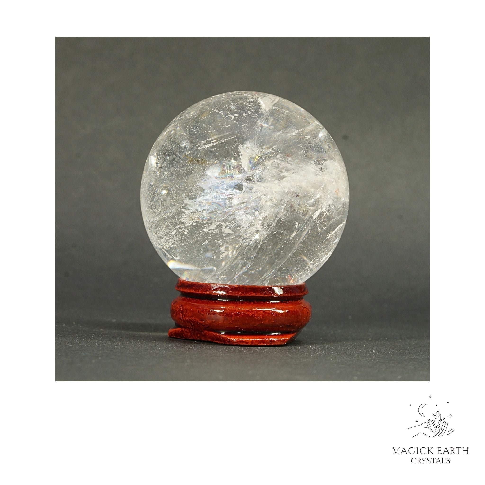 Natural Clear Quartz Crystal sphere 43mm view b