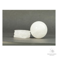 Natural Clear Quartz crystal sphere with clear quartz stand view b