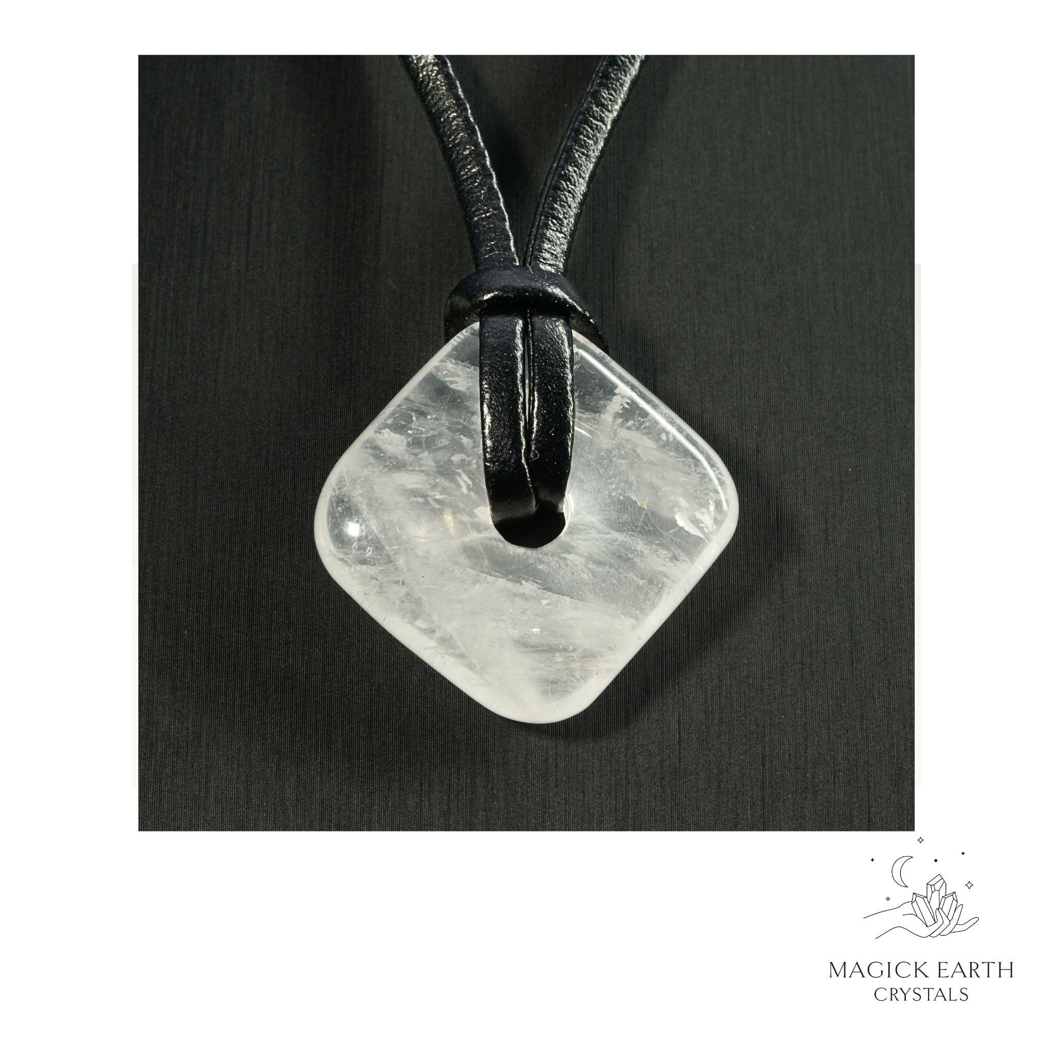Natural Clear Quartz diamond shaped donut pendant