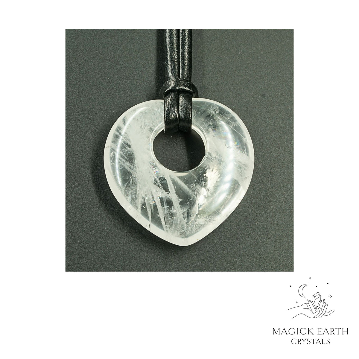 Clear Quartz Donut Heart Pendant For Amplified Insight
