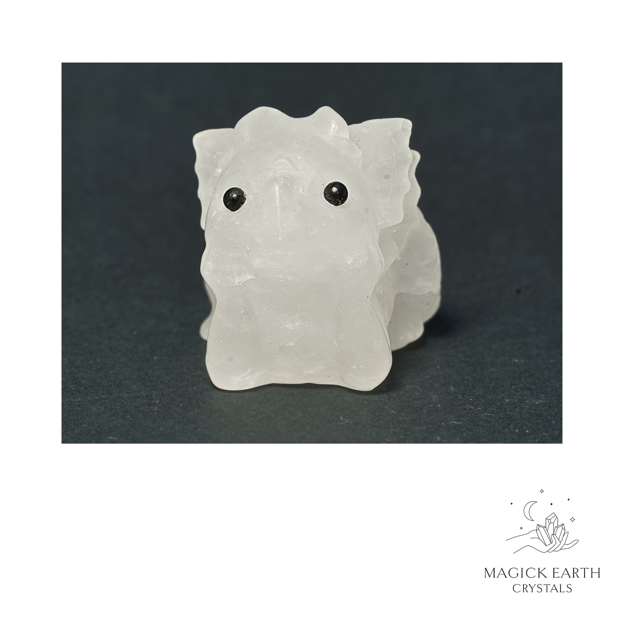 Natural Clear Quartz crystal dragon figurine view c