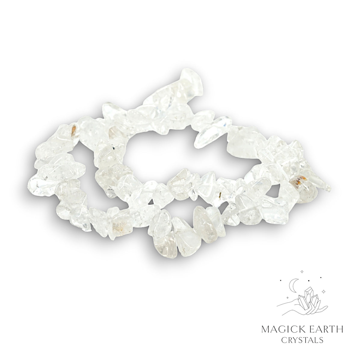 Natural Clear Quartz drilled crystal chip strand, large chip size