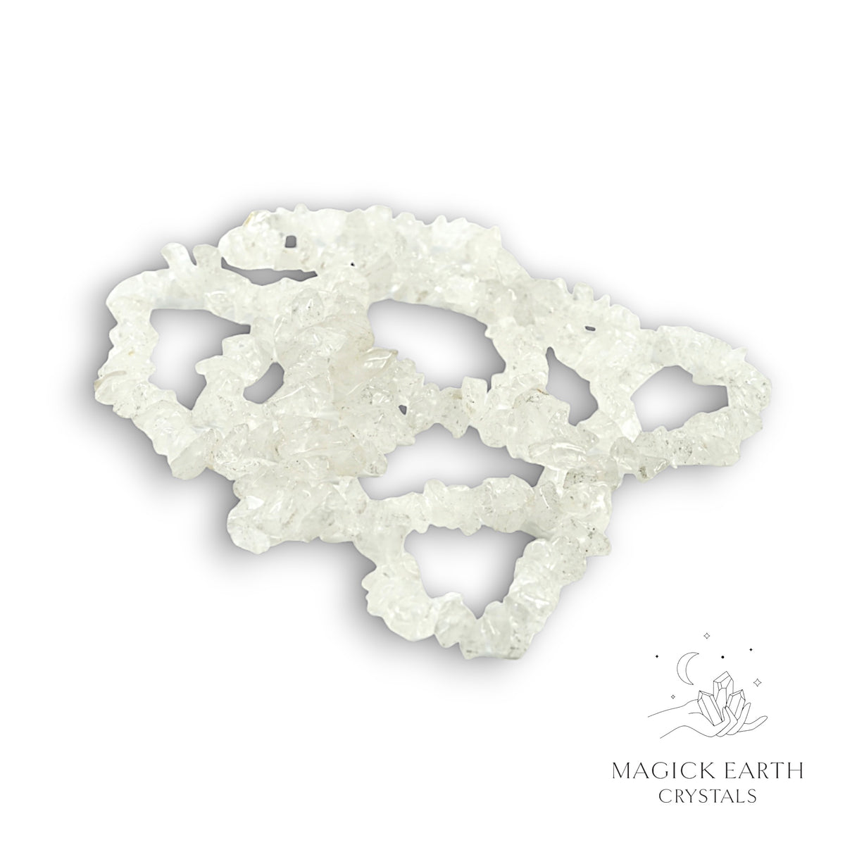 Natural Clear Quartz drilled crystal chip strand, medium chip size