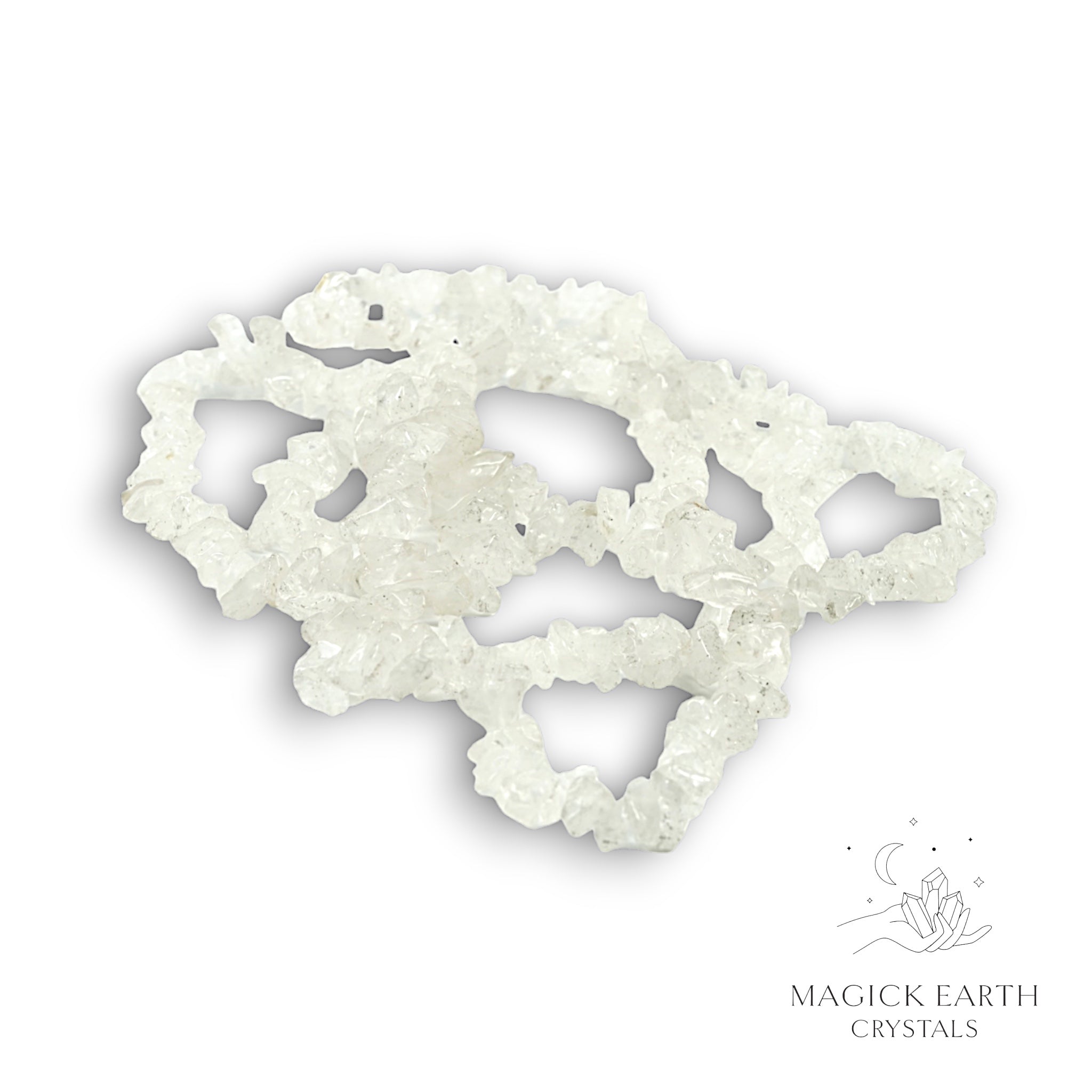 Natural Clear Quartz drilled crystal chip strand, medium chip size