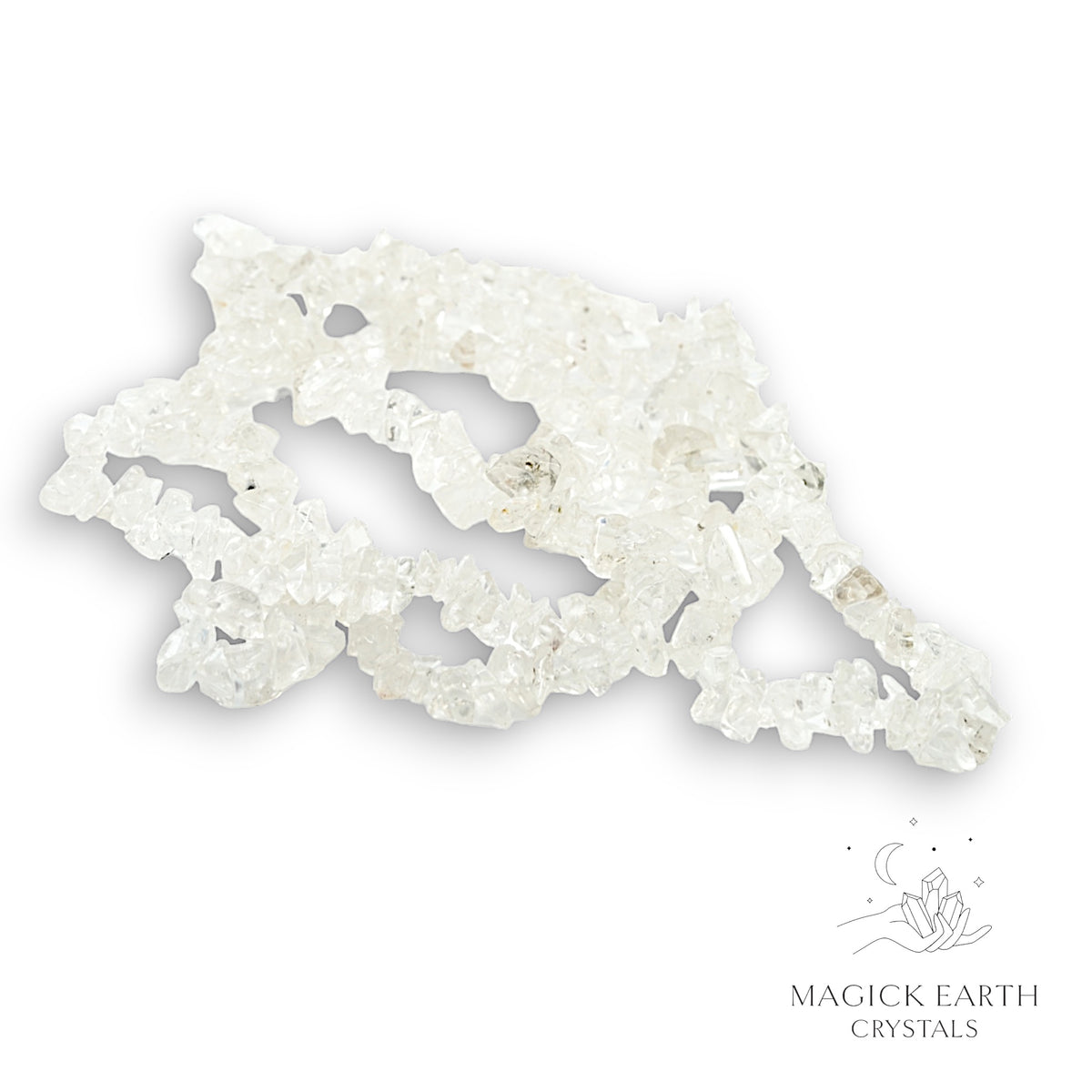 Natural Clear Quartz drilled crystal chip strand, small chip size