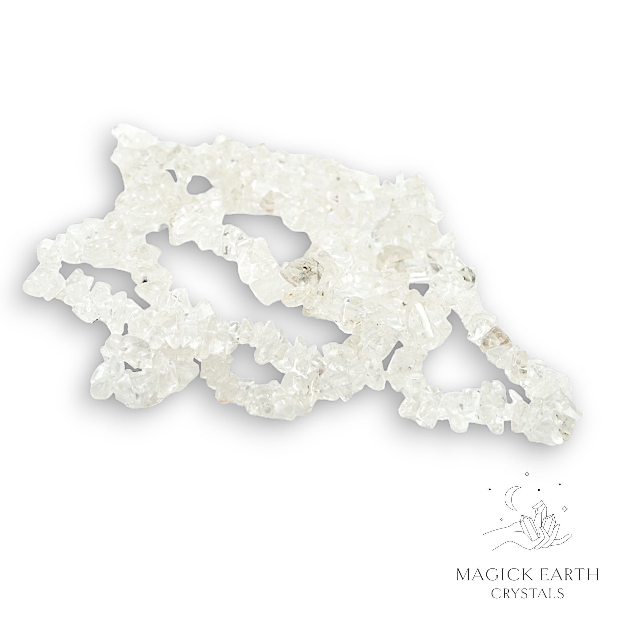 Natural Clear Quartz drilled crystal chip strand, small chip size