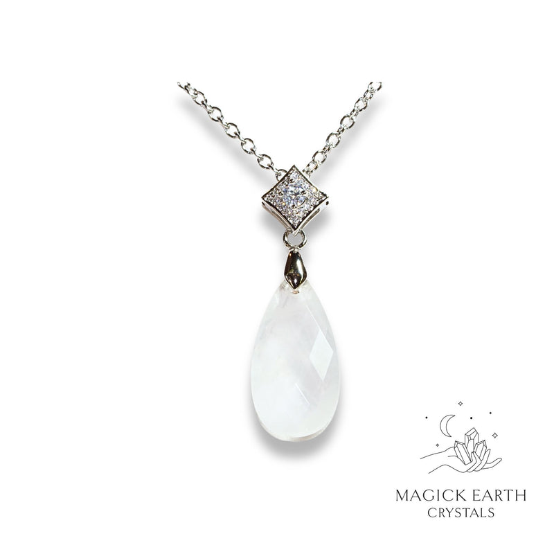 Clear Quartz Faceted Pendant  with Platinum Finish For Amplified Insight