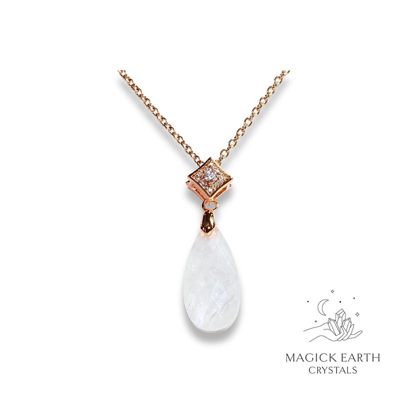Clear Quartz Faceted Pendant with Rose Gold Finish For Amplified Insight