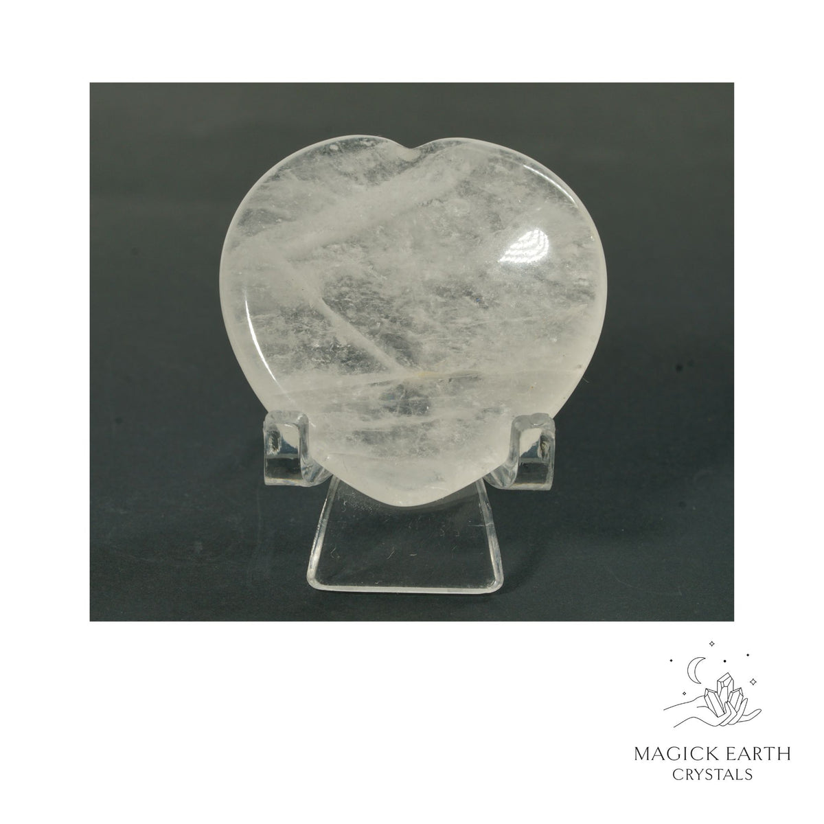 Natural Clear Quartz heart thumb stone view a