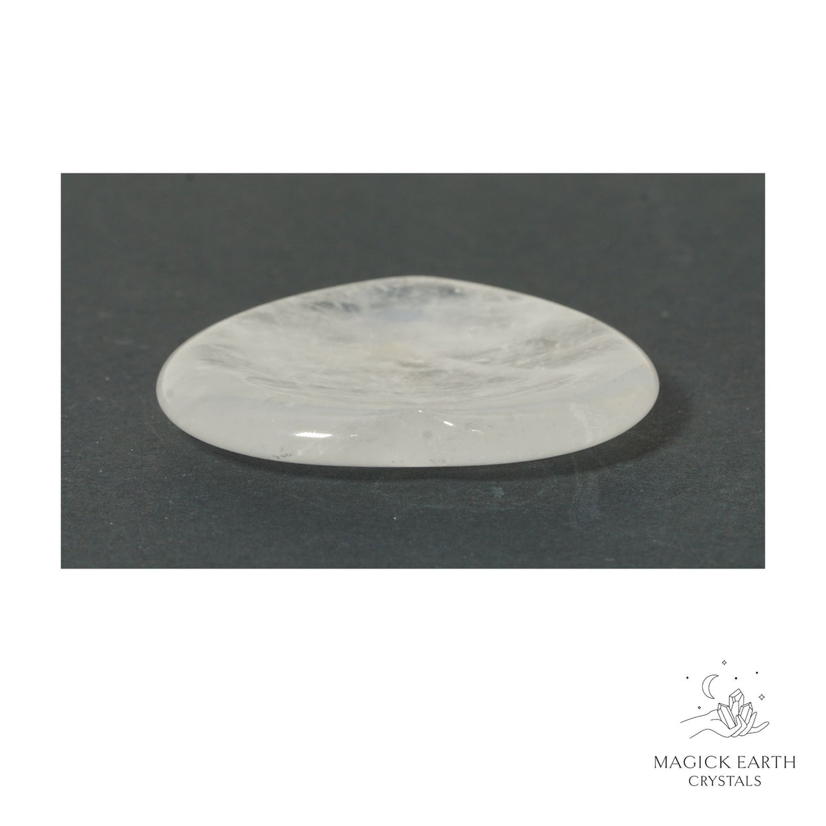 Natural Clear Quartz heart thumb stone view c
