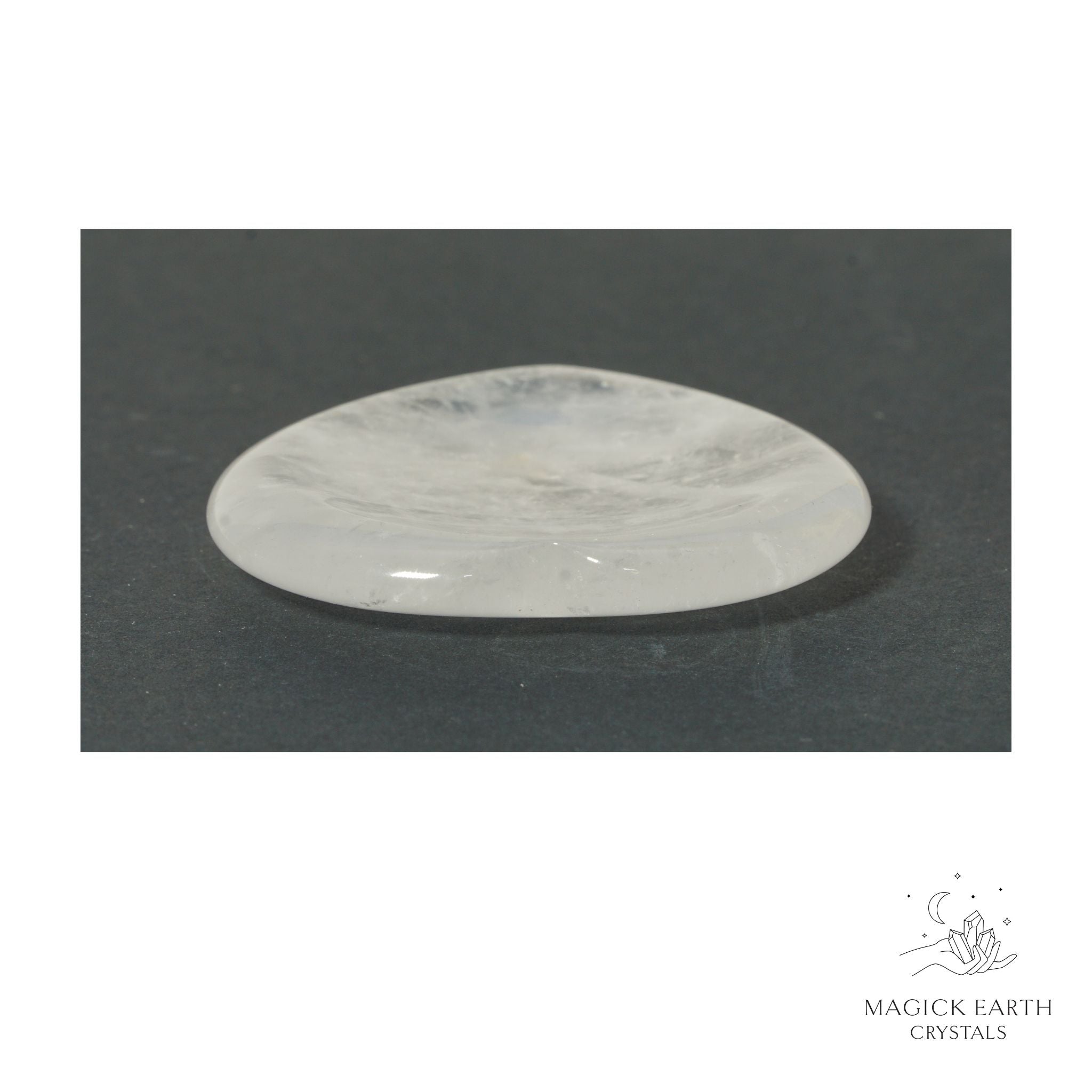 Natural Clear Quartz heart thumb stone view c