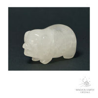Natural Clear Quartz crystal pig figurine view b
