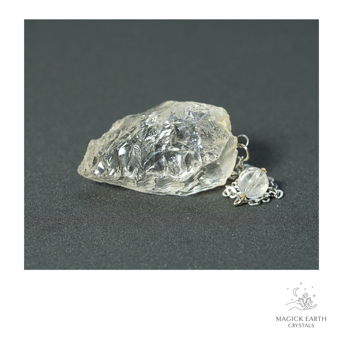  Natural Clear Quartz raw crystal pendulum view a