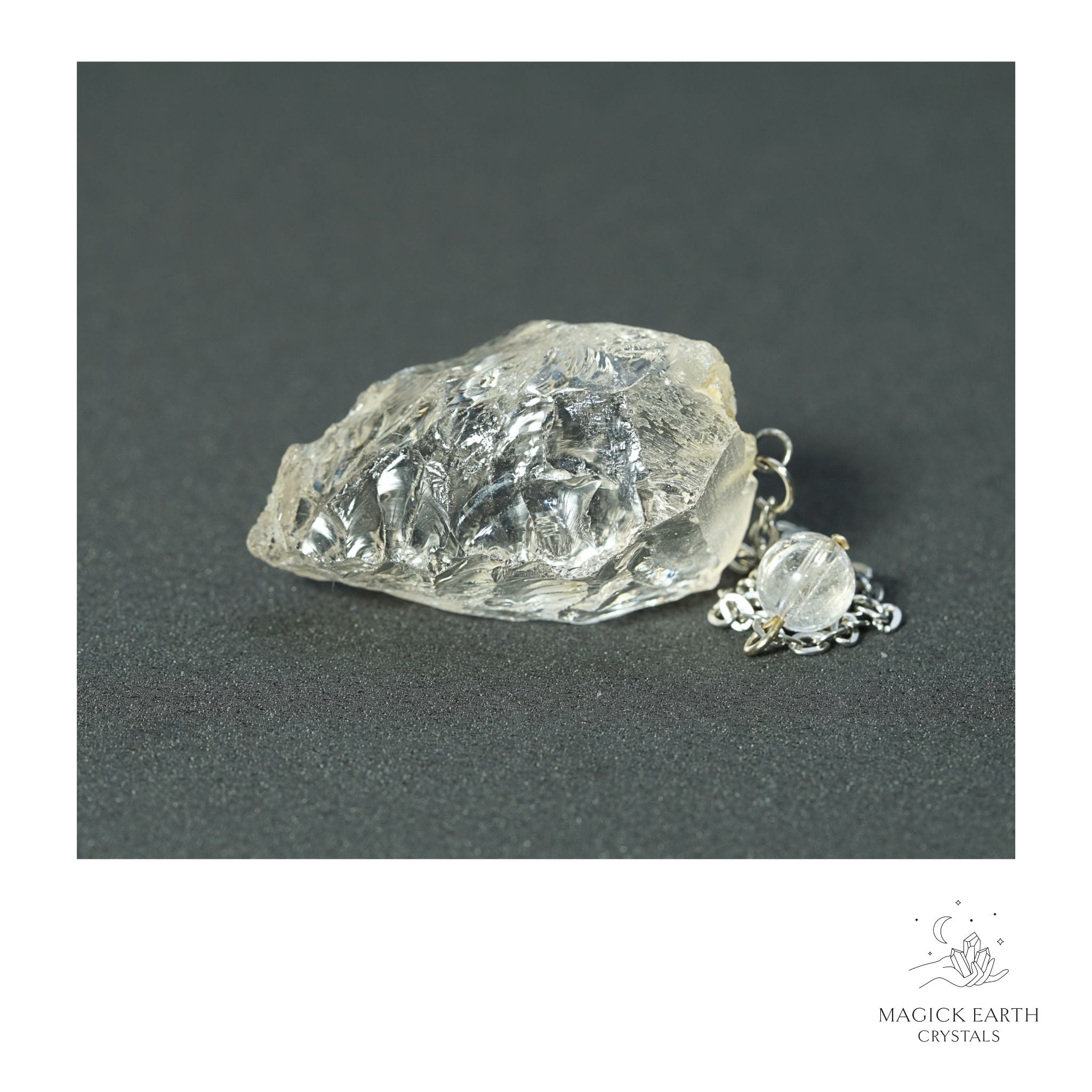  Natural Clear Quartz raw crystal pendulum view a