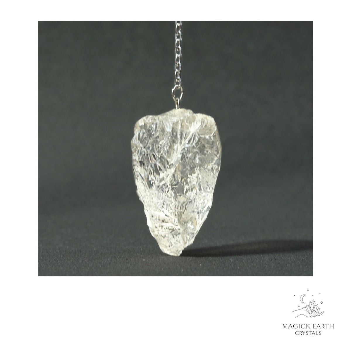  Natural Clear Quartz raw crystal pendulum view b