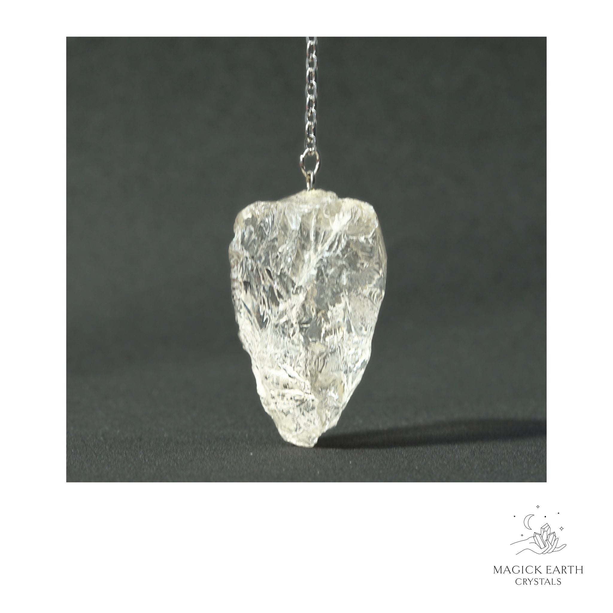  Natural Clear Quartz raw crystal pendulum view b