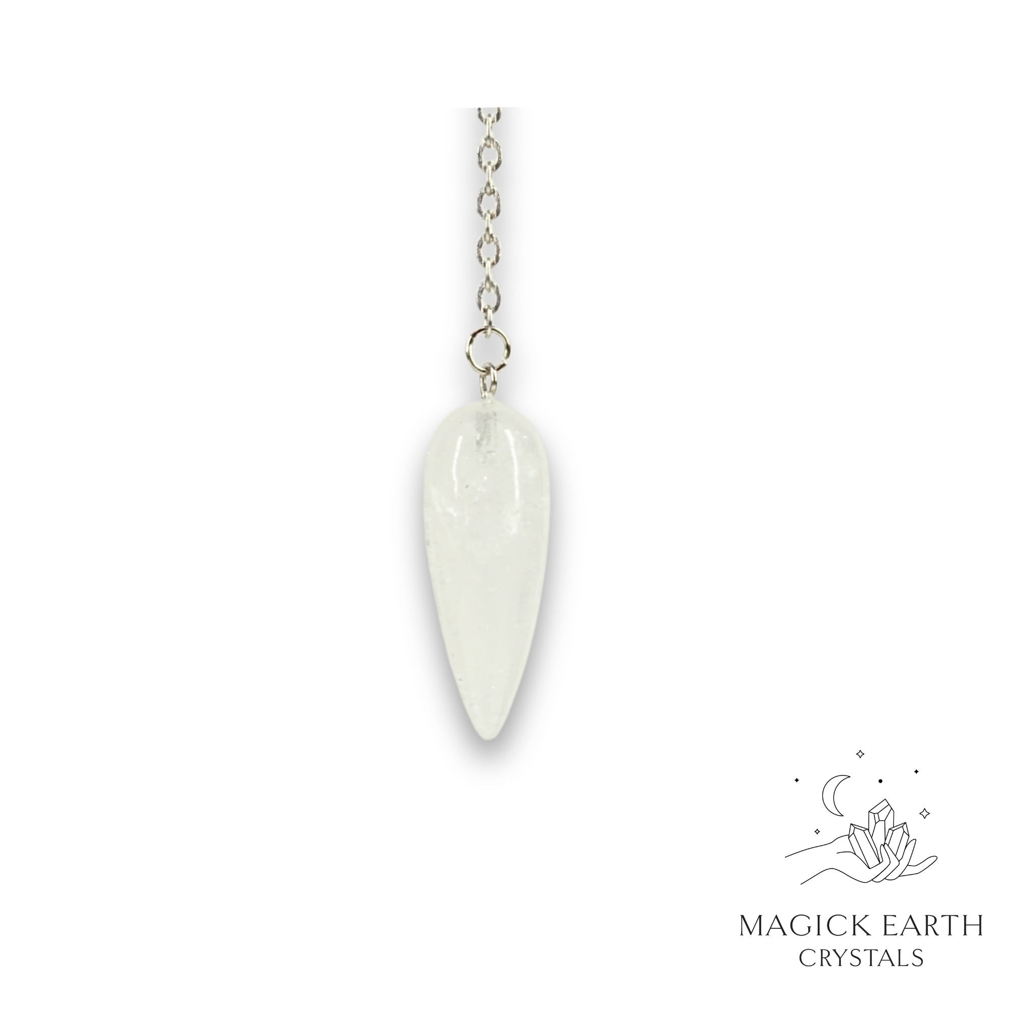 Natural Clear Quartz teardrop crystal pendulum view b