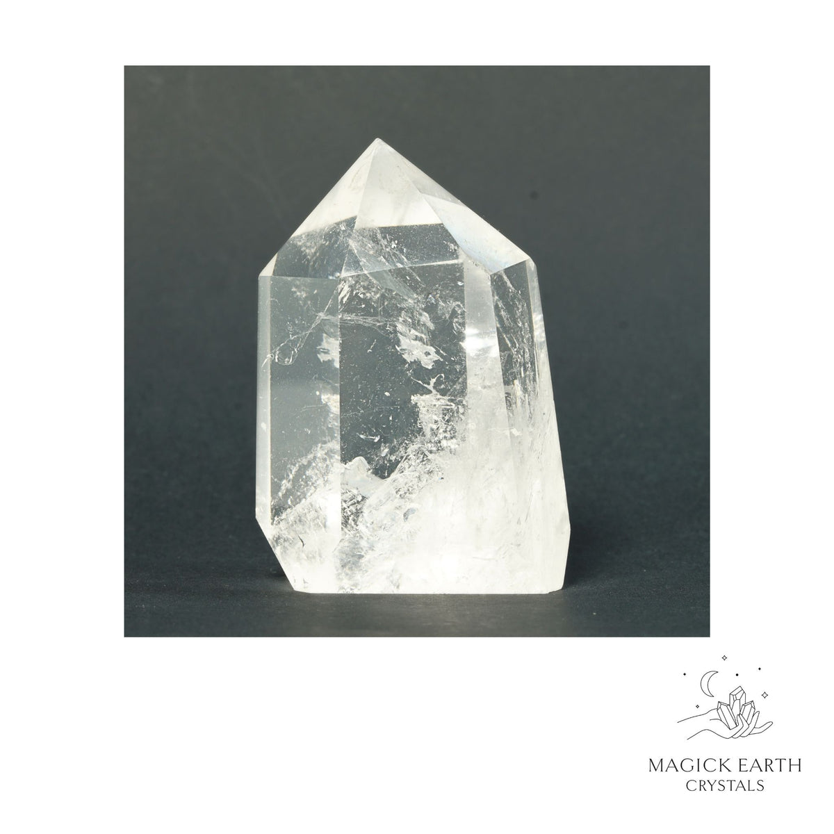 Natural Clear Quartz crystal tower view a