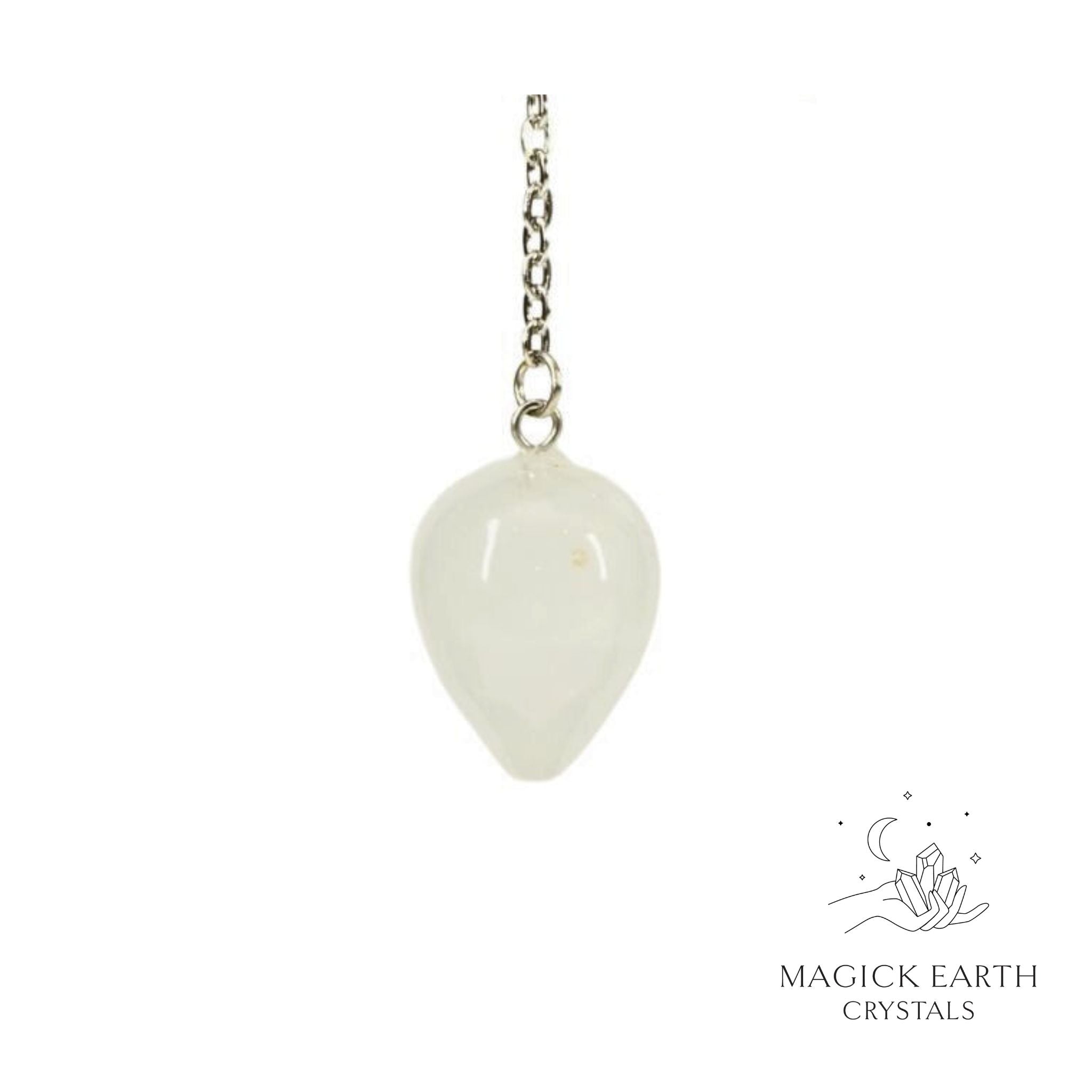 Natural Clear Quartz water drop crystal pendulum view b