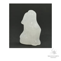 Natural Clear Quartz crystal wolf figurine view a