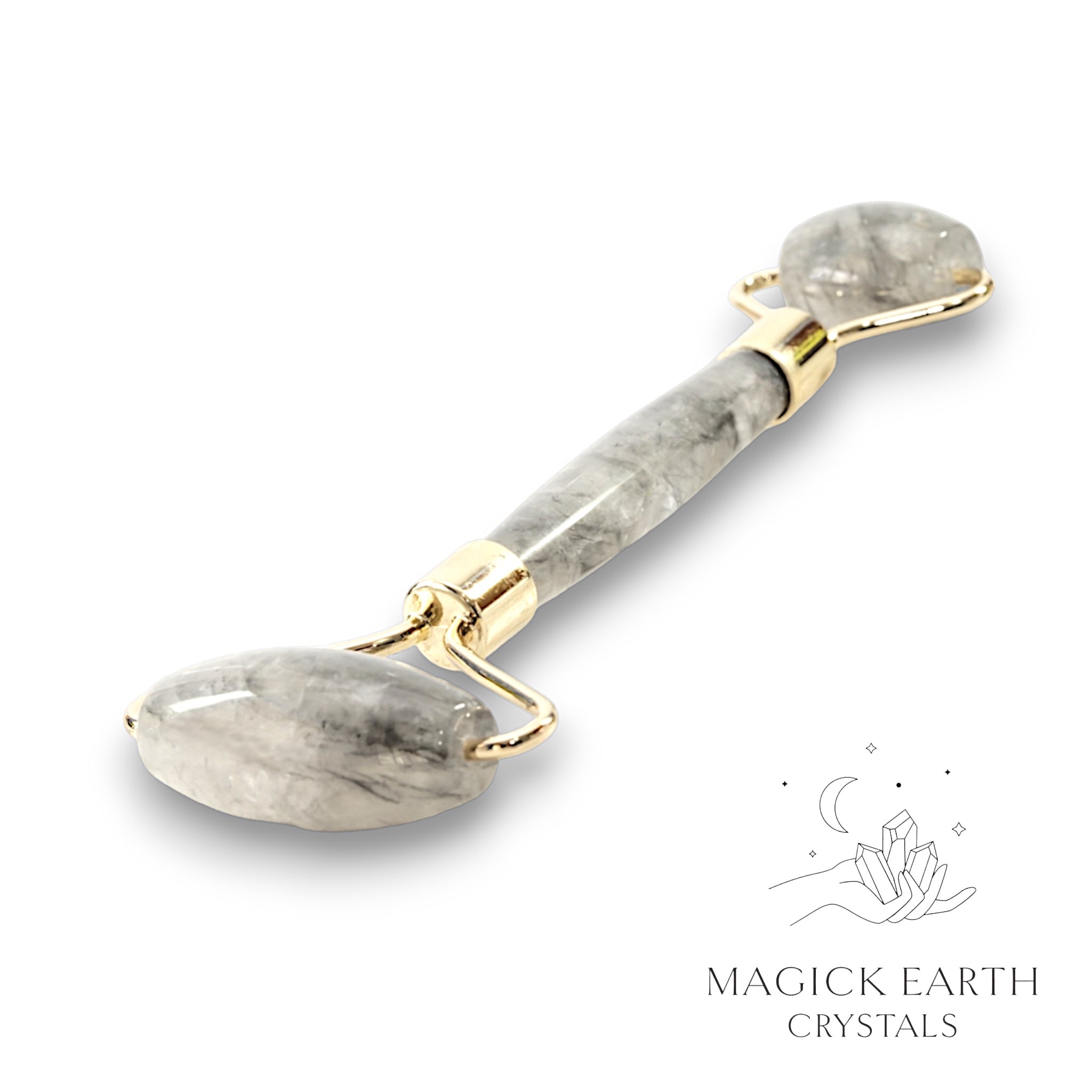 Natural Cloud Quartz crystal massage roller view a 