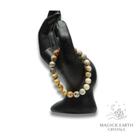 Natural Crazy Agate 8mm round bead crystal bracelet view b
