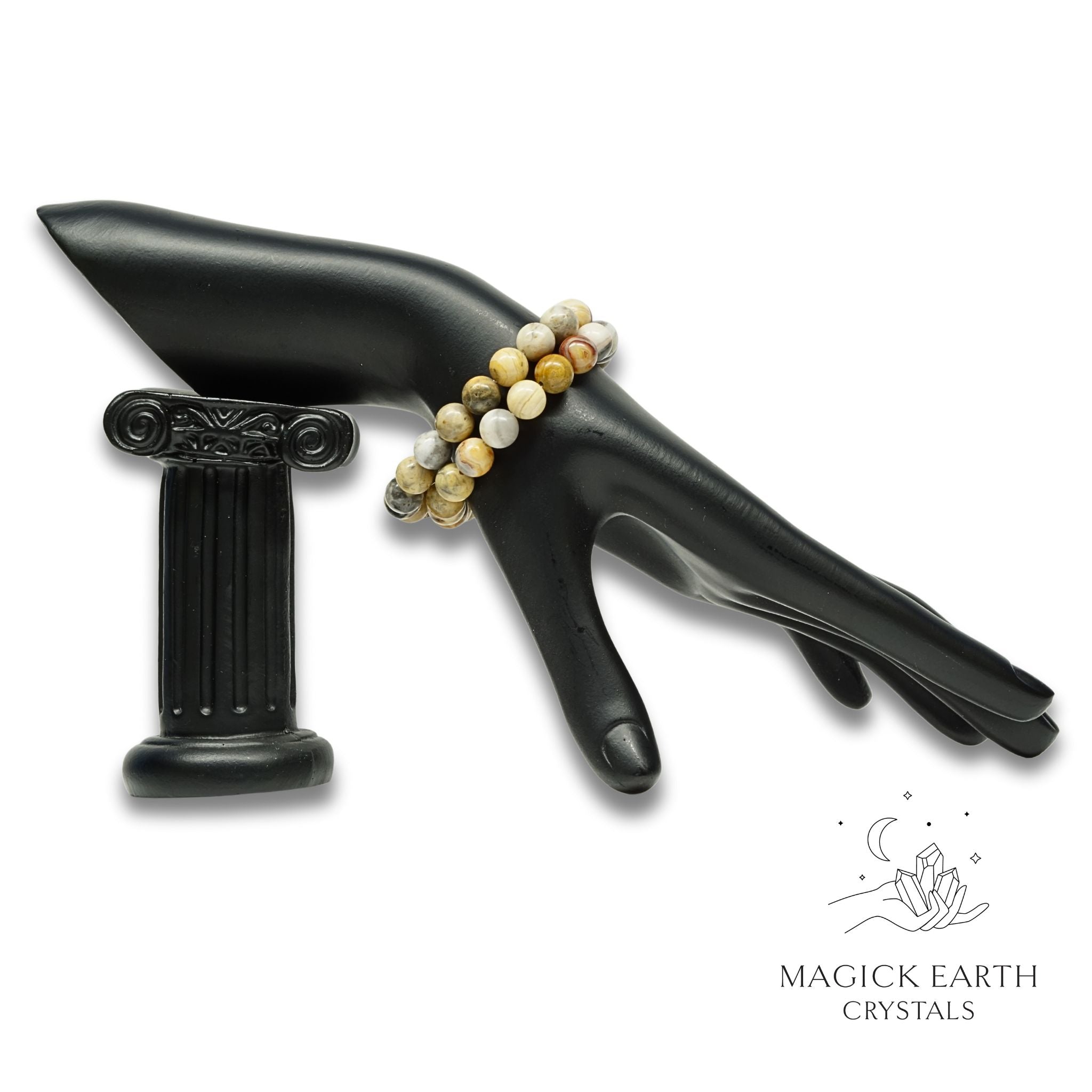 Natural Crazy Agate 8mm round bead crystal bracelets view a
