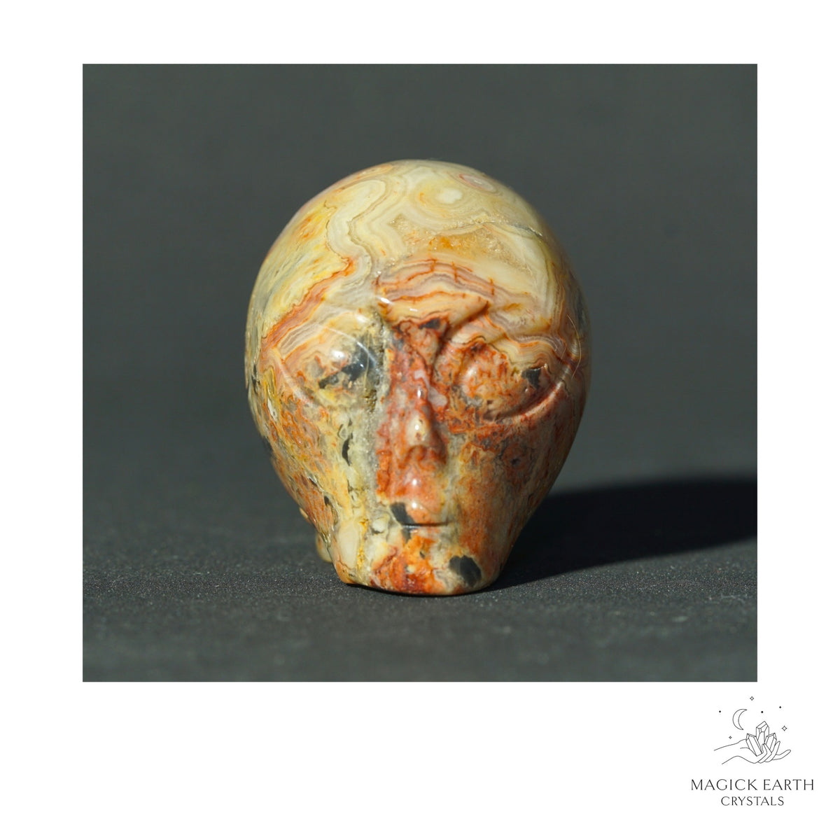 Natural Crazy Agate Crystal Alien Skull View C