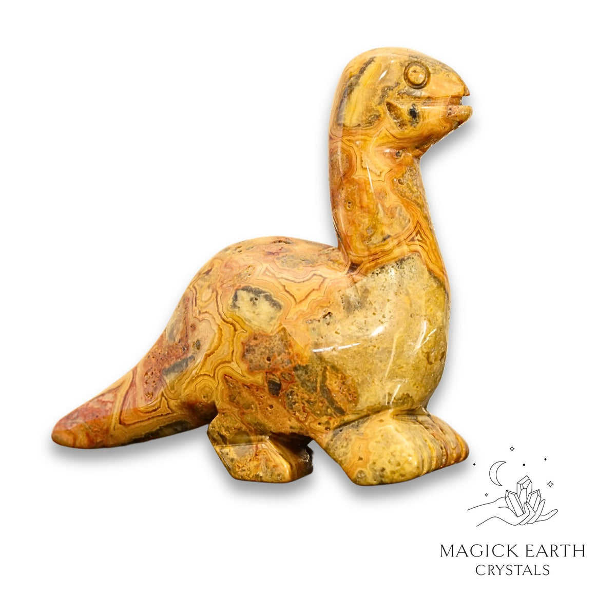 Natural Crazy Agate crystal dinosaur figurine view a