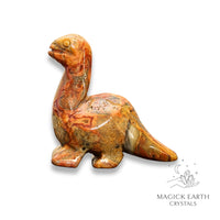 Natural Crazy Agate crystal dinosaur figurine left view
