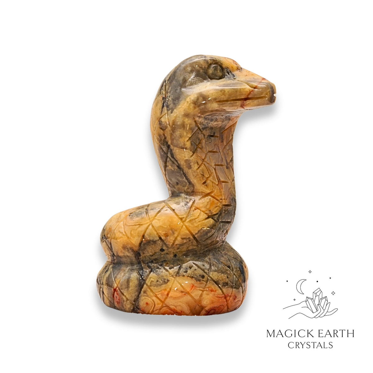 Natural Crazy Agate crystal snake figurine view a