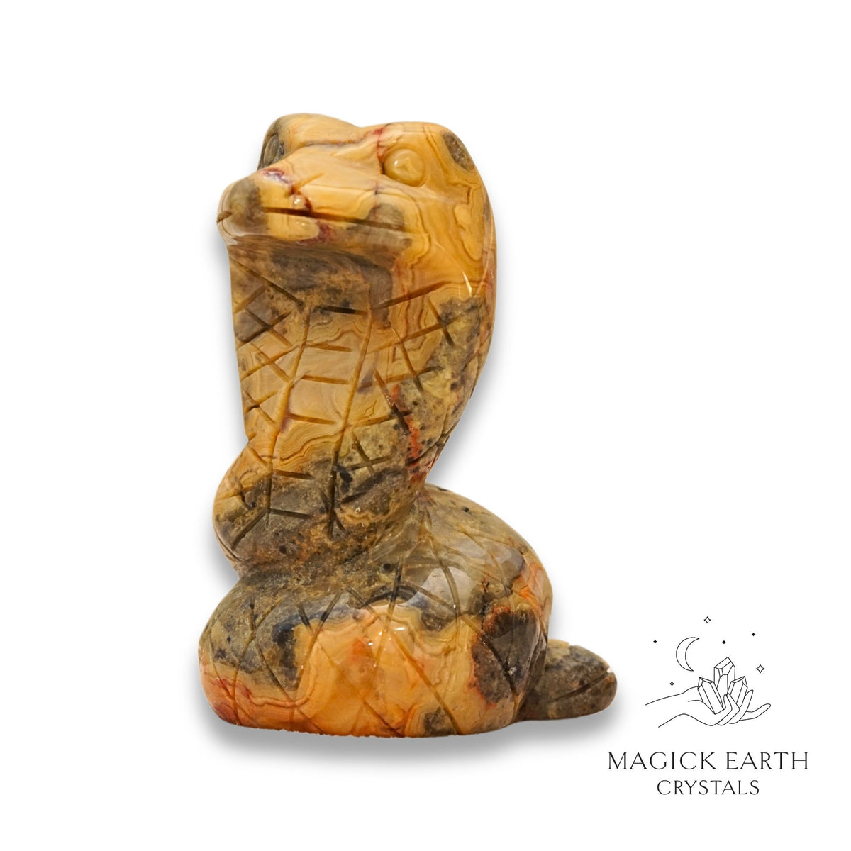 Natural Crazy Agate crystal snake figurine left view