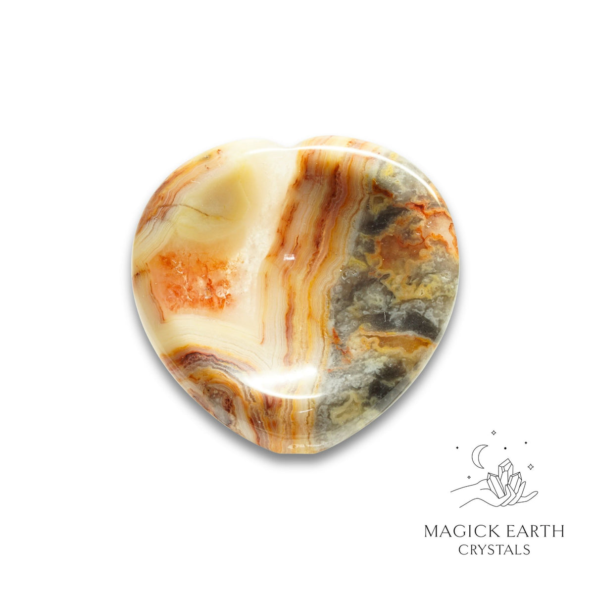 Natural Crazy Agate heart thumb stone view a